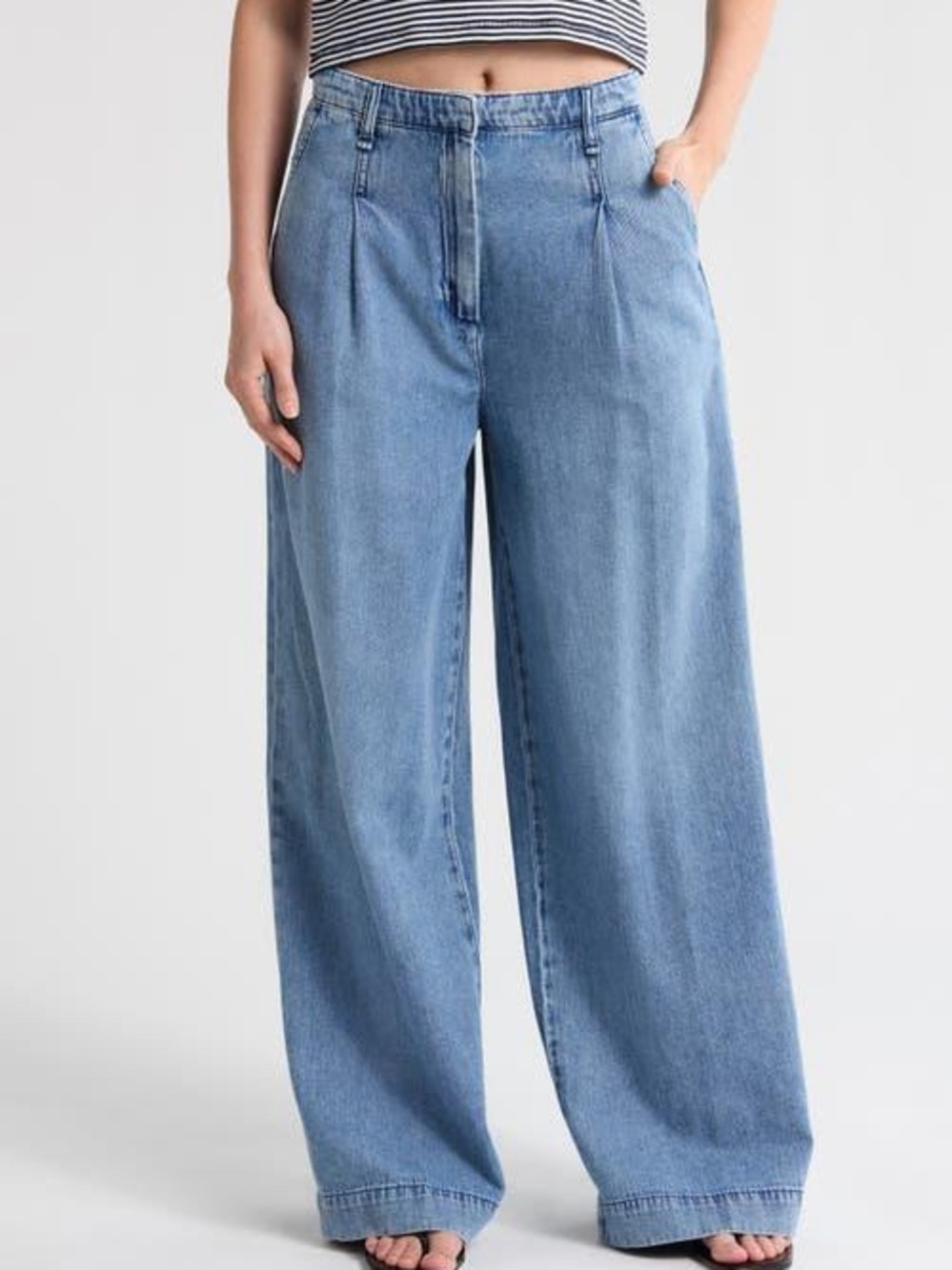 rag & bone Light Blue Wide-Leg Denim Trouser Jeans